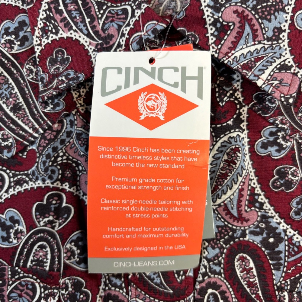 NEW Cinch Paisley Western Shirt Womens Medium Burgundy Pearl Snap Cotton Rodeo - Picture 15 of 15